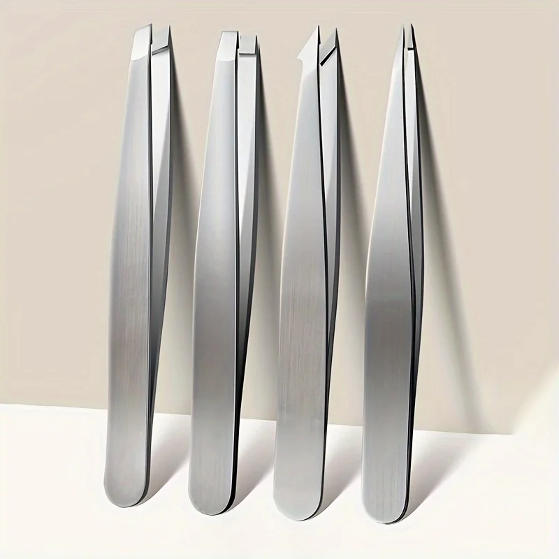 

Professional Tweezers Set 2/4pcs Silvery Perfect For Eyebrow Hair Removal, Splinter & Ingrown Hair Removal & For Men & Women