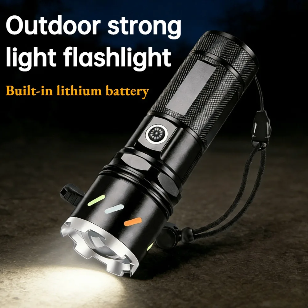 Strong Light LED Flashlight USB Charging Telescopic Focusing Waterproof Torch Camping Lantern Outdoor Hiking Patrol