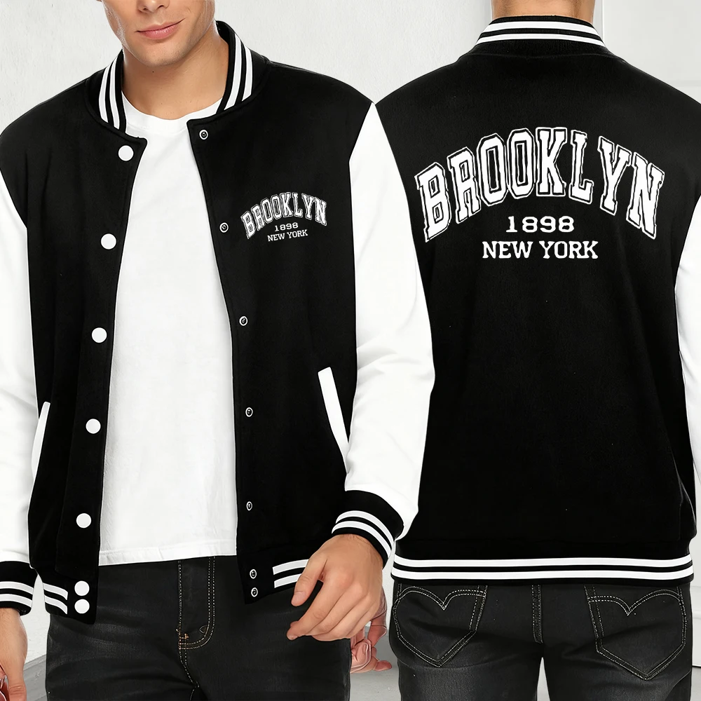 

Brooklyn New York 1828, мужская бейсбольная майка с принтом Harajuku, свободная мужская одежда Y2K, модная спортивная одежда в стиле хип-хоп, осенняя уличная одежда