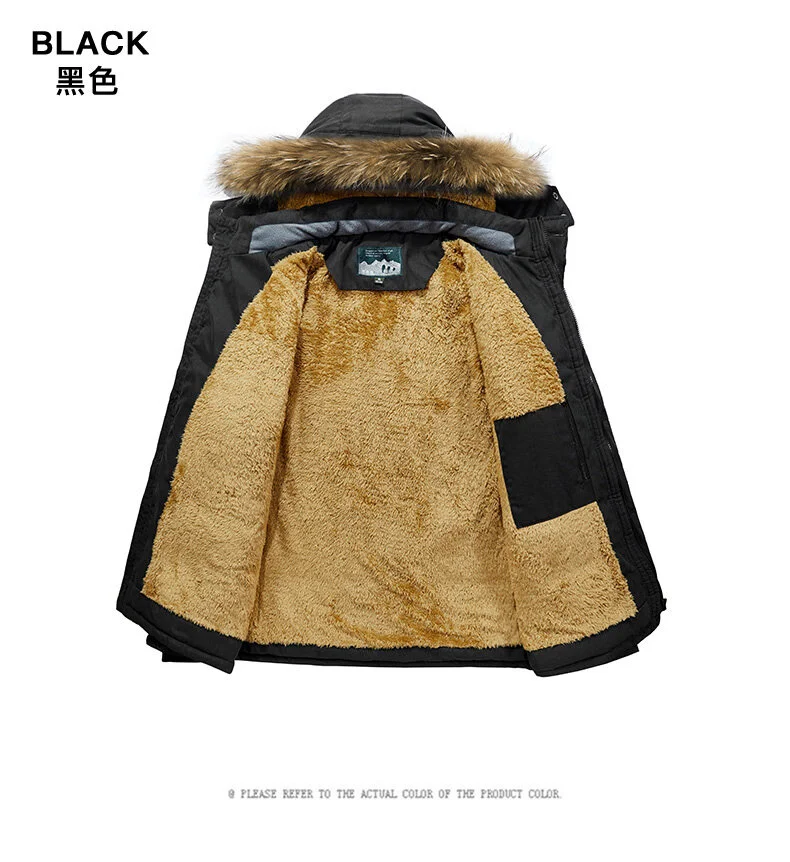 Solid Parkas Male Coat Large Size Clothing Parka Outdoor Men's Winter Jacket Plus Velvet Thick Warm Multi Pocket Jackets