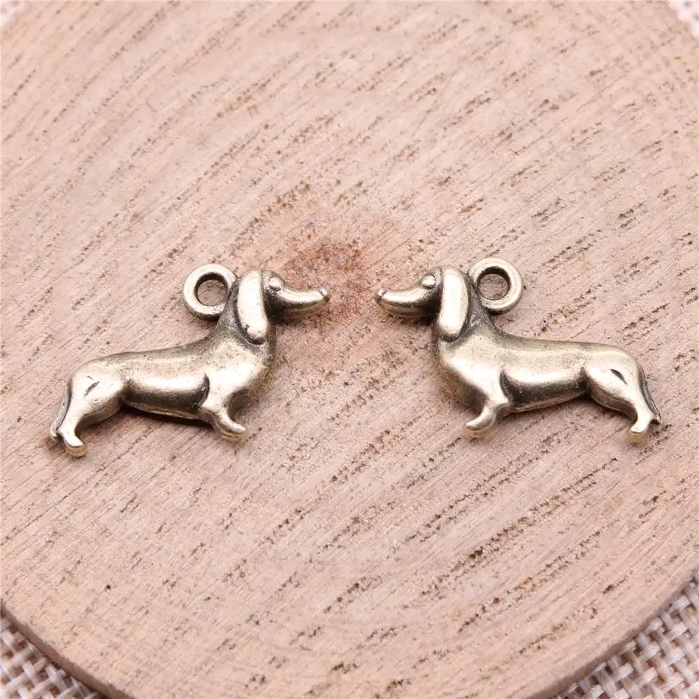 WYSIWYG 10pcs Charms 22x12mm Dachshund Dog Pendants For DIY Jewelry Making Jewelry Findings Antique Bronze Color Alloy Charms