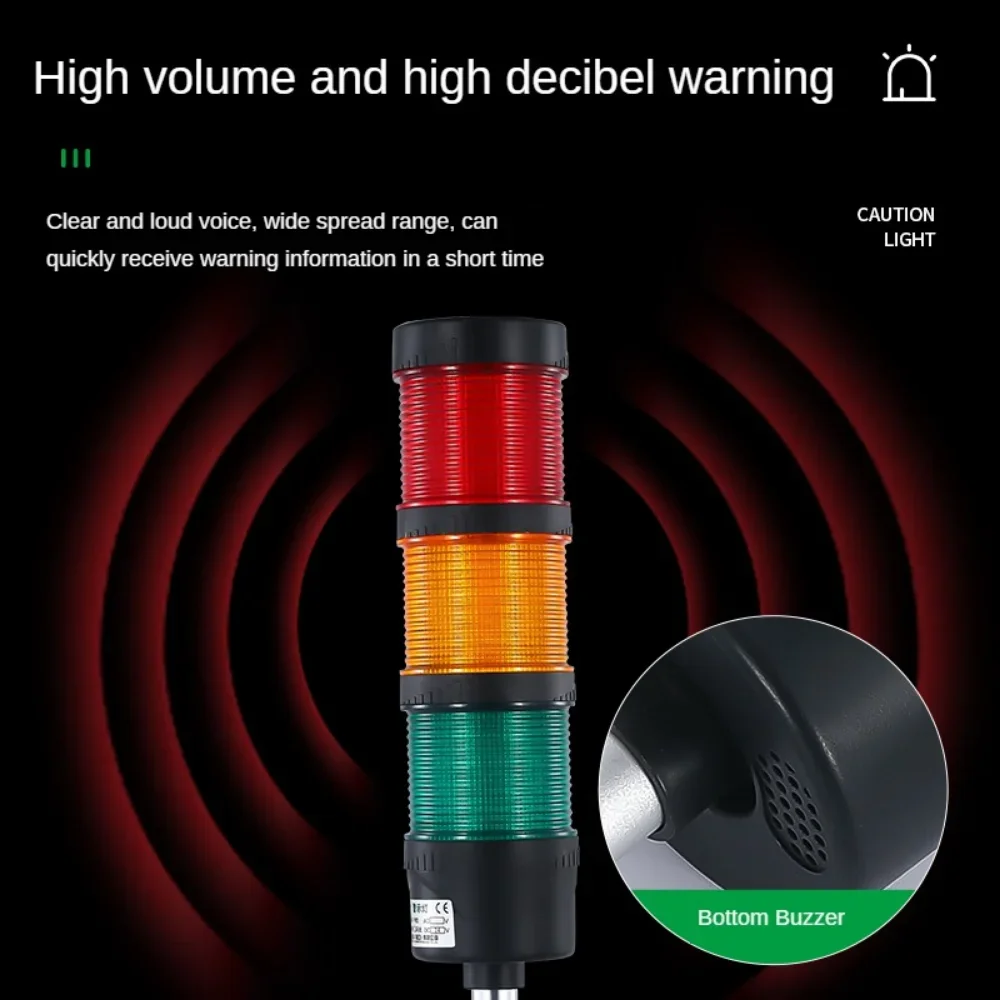 LED Warning Light Flashing Steady 1/2/3/4/5 Layer Siren Alarm Indicator Signal Tower Lamp for Machine Security Protection 24V