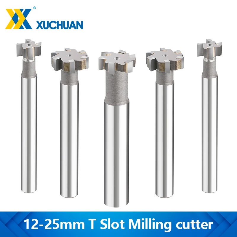 

1PC T-Slot Milling Cutter 12-25mm Alloy Rough Inserted Straight Shank End Mill for Metal Hardness Tungsten Steel CNC Router Bit