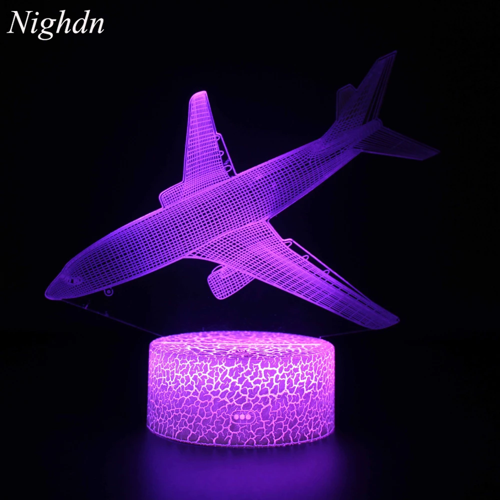 Nighdn Aircraft Light 3D Optical Illusion Lamp 7 Colors Changing Desk Bedroom Decor Birthday Christmas Gift for Kids Boys Girls