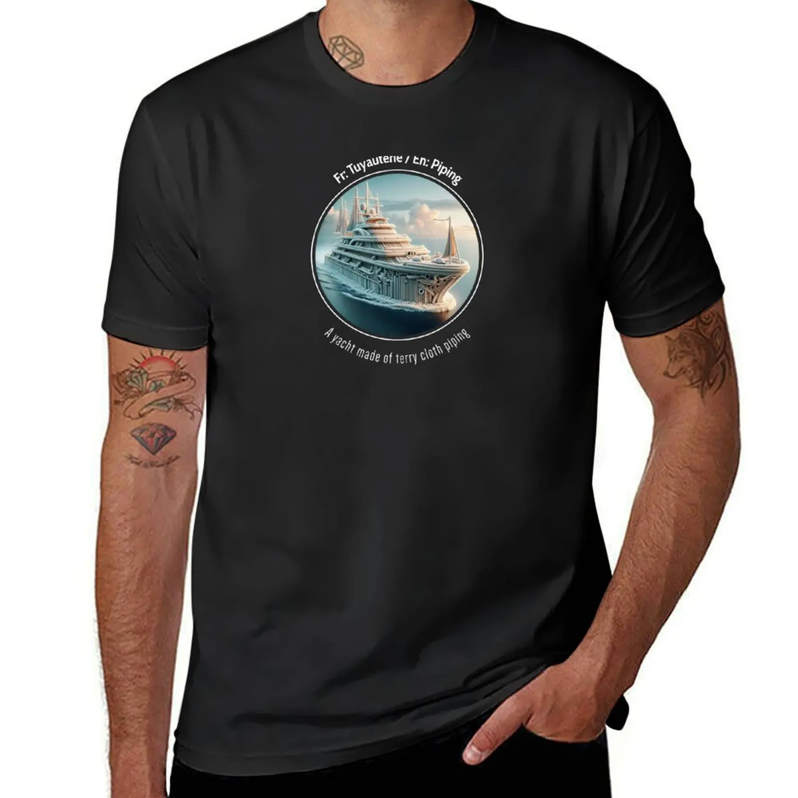 A yacht made of terry cloth piping T-Shirt kawaii clothes oversizeds t shirt men