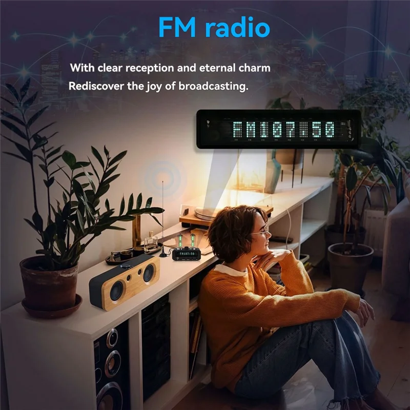 ABSQ-P2-FM Magic 6E2 Preamp Stereo Headphone Amp With Sound Level Indicator FM Radio VFD Clock