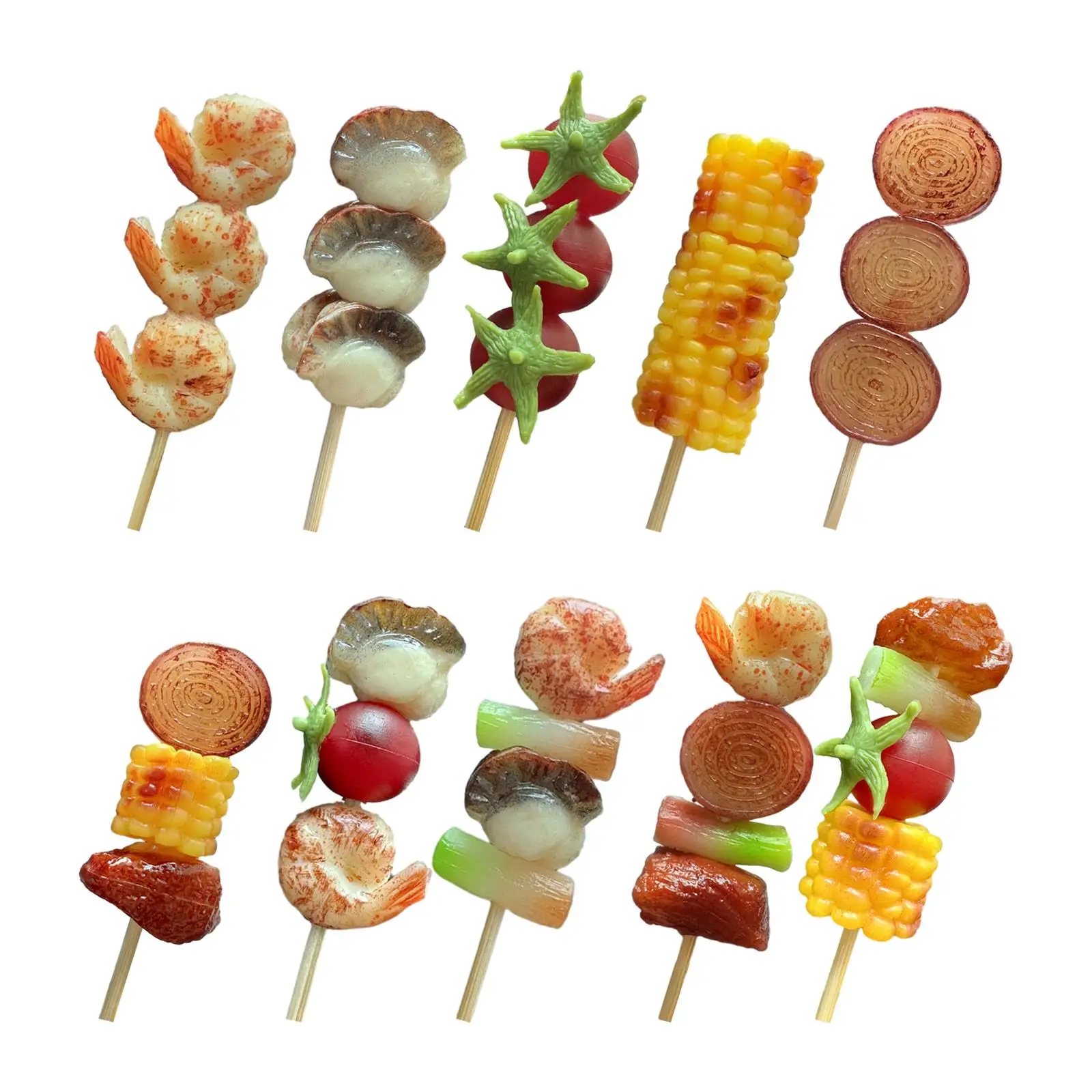 Simulation Mini Barbecue Kebabs Food Playset Photo Prop Barbecue Toy Miniature Barbecue Food Kitchen Pretend for Kids