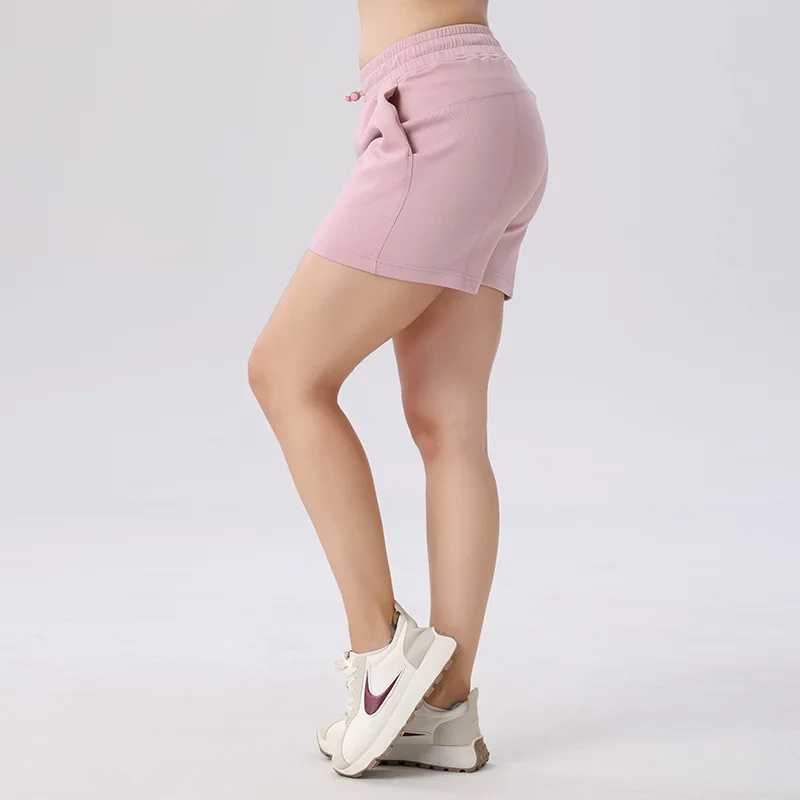 Short de yoga en coton doux pour femme, short décontracté élastique, short de gym taille haute, été, sport, extérieur