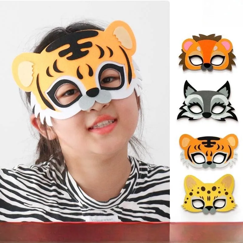 

Очаровательные мультяшные маски-полумаски животных для детского сада: Лев, Слон, Обезьяна, Серый Волк, Панда, Маска для глаз