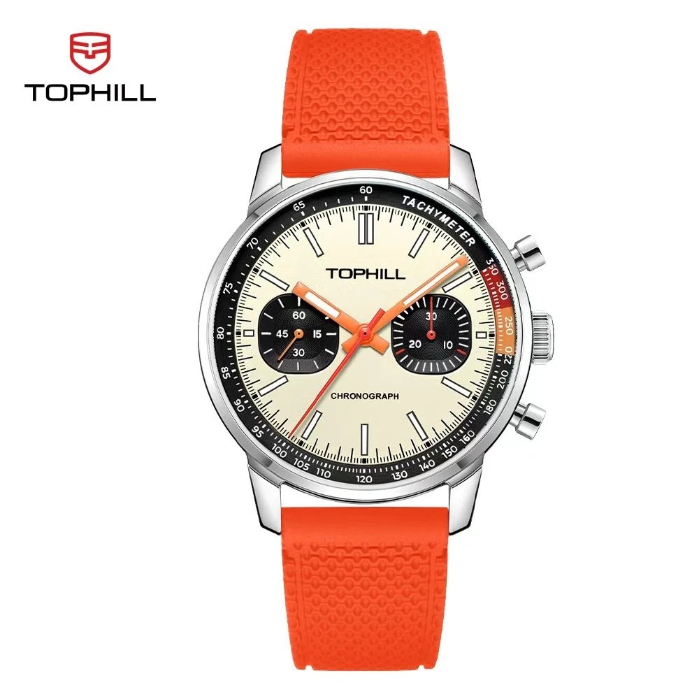 

TOPHILL Men's Chronograph Pilots Watch with Seagull ST1901 Movement Mechanical Luminous Wristwatch 40mm Sapphire Waterproof