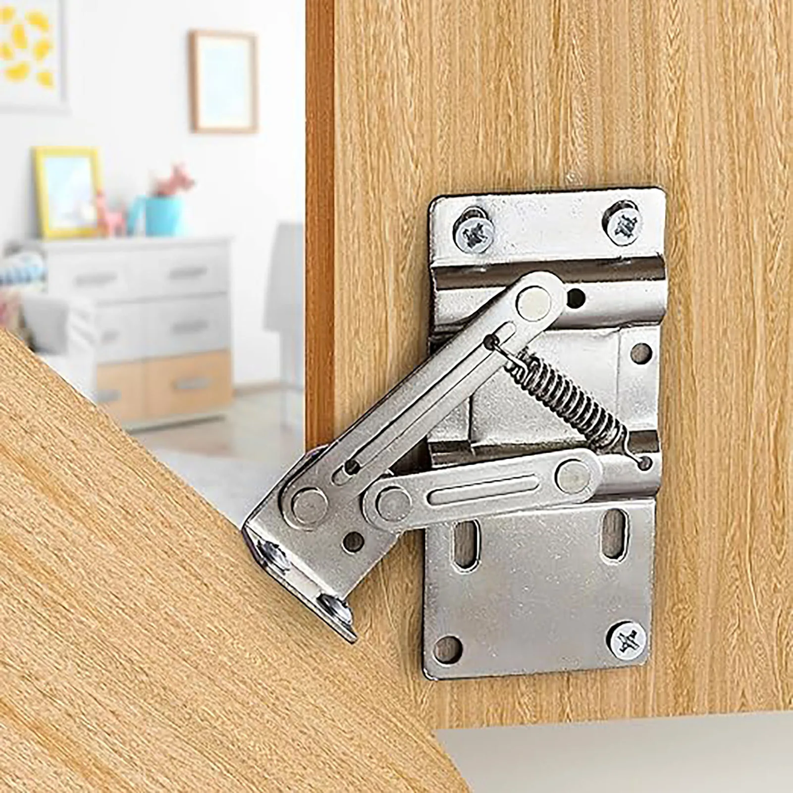 2PCS Self-Close Hinges 45 Degree Downward Flip for Kitchen Cabinet Folding Doors Furniture Fittings Shoe Cabinet Spring Hinge