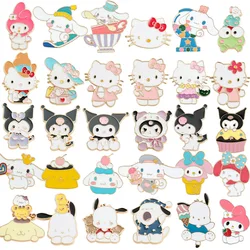 Broche Sanrio Hello Kitty para crianças, figuras de anime, Mymelody Cinnamoroll, mochila dos desenhos animados, lapela, ornamento de jaqueta, presente