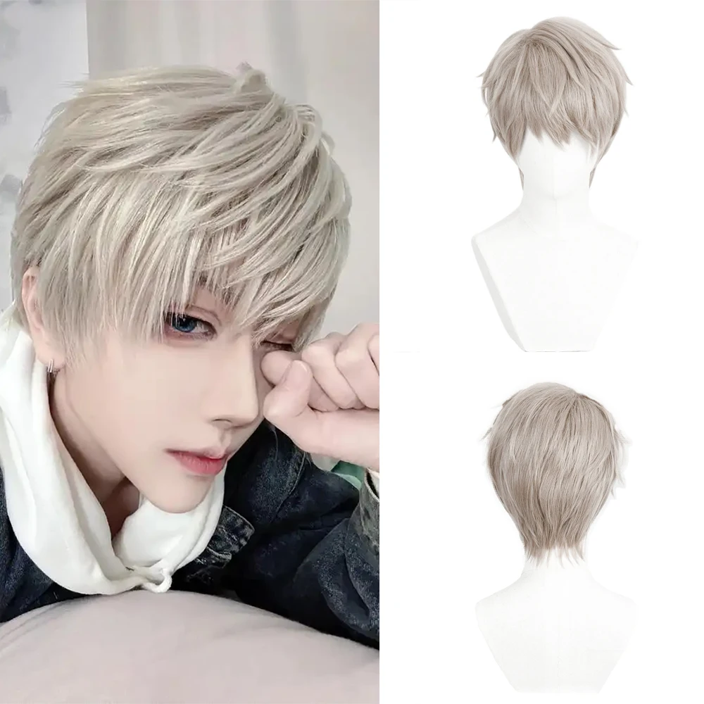 أنيمي لعبة الحب والمساحة العميقة كزيفير سيلوس رافاييل تأثيري الشعر الاصطناعية 10 بوصة للجنسين الشعر القصير مرحلة الأداء شعر مستعار يومي #3