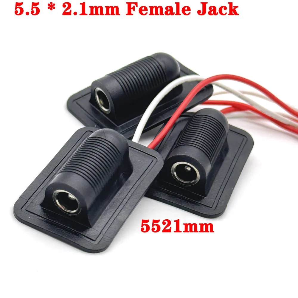 1/3pcs 5521 With Cable Wired DC Power Female 5.5 * 2.1 mm DC Socket High Current All Female Power Plug 5521 Connector