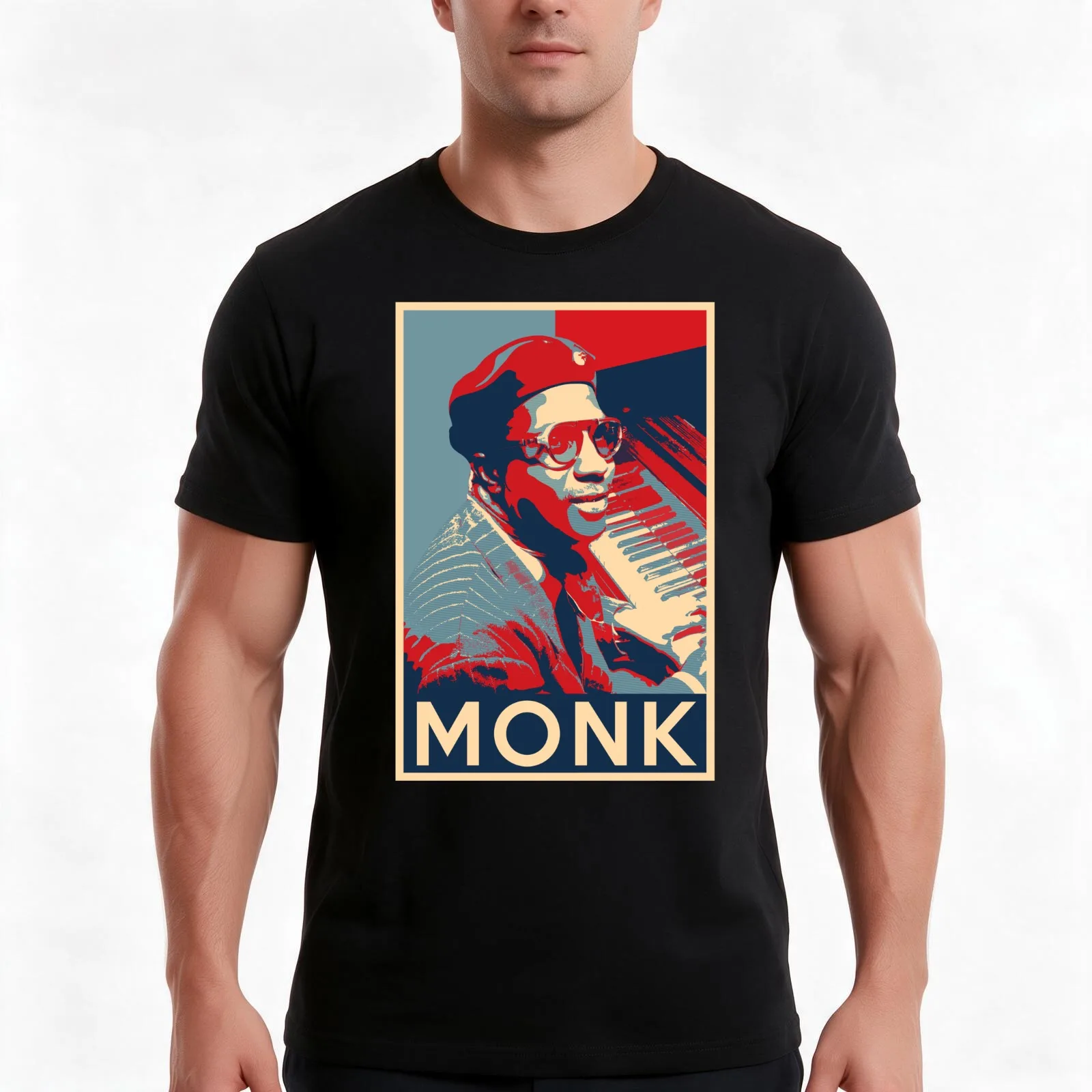 Thelonious Monk Hope Poster - Sizes of Jazz History Men T Shirt cotton t shirt man