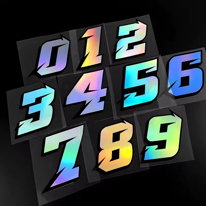 1PC Reflective Digital Sticker Helmet Decoration Wear-Resistant And Scratch Resistant Gradient Sticker Motorcycle Accessories