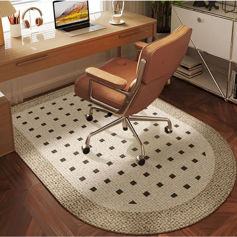 VIKAMA Black Brown Polka Dot Semi-Circular Carpet Entrance Anti Slip Sound-Absorbing Floor Mat Game Room Home Decoration