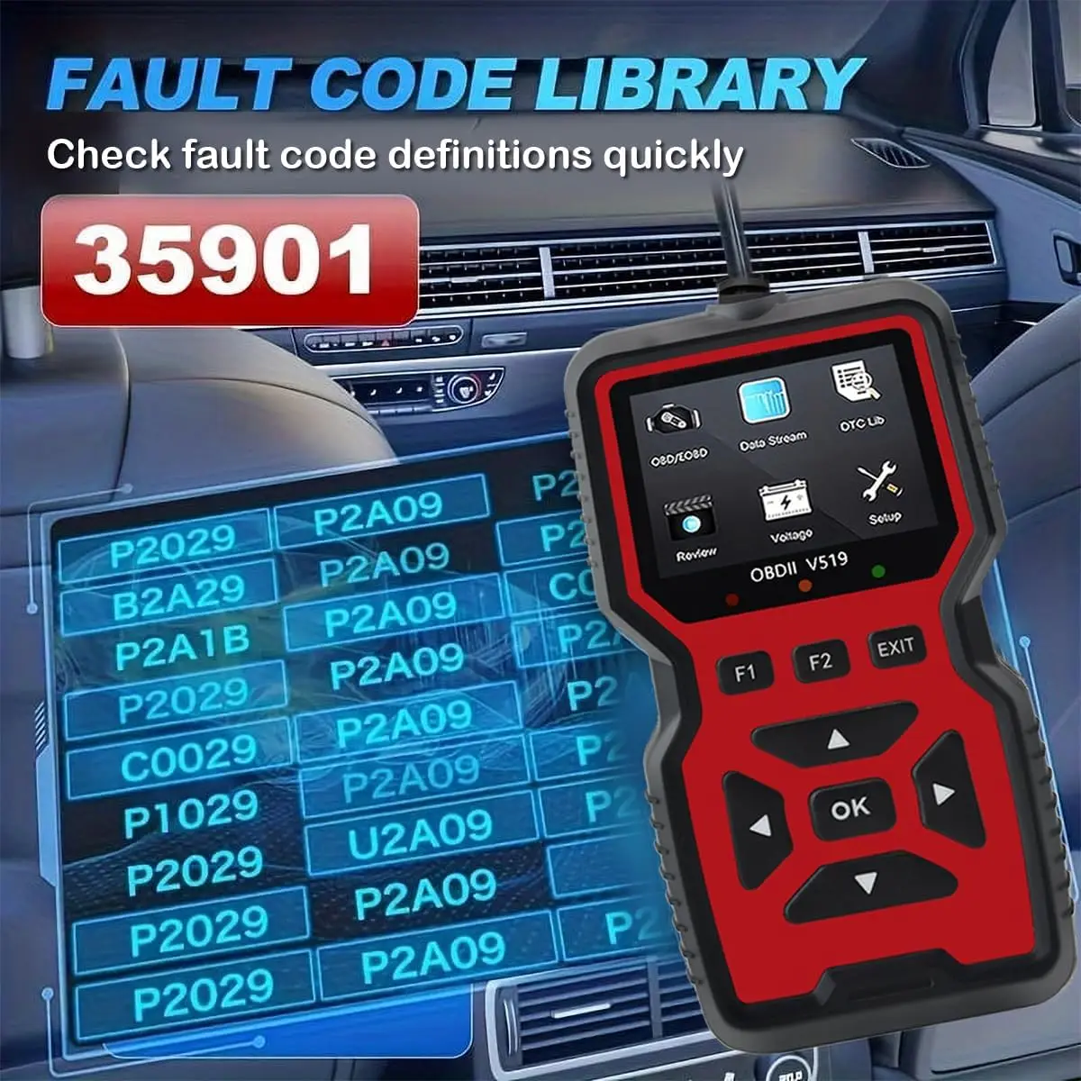 ماسح ضوئي Obd2 2025 - فحص قارئ رمز المحرك مع إعادة الضبط، جهاز اختبار البطارية، يدعم obd II (1996+) #4