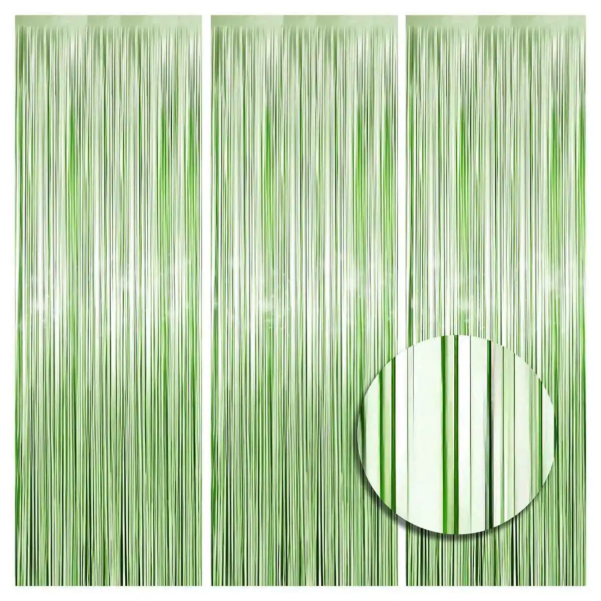 2pcs Tassel Light Green Rain Silk Curtain Jungle Safari Birthday Party Decor Kids Boy Birthday Party Supplies Favors Baby Shower