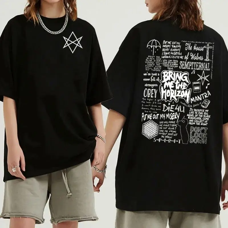 Y2K Hip Hop Street Casual Fashion Clothing Bring Me The Horizon Short Sleeve Summer Print Cotton Loose T-Shirt Unisex