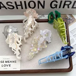 Jellyfish Claw Hair Clips. Unique Casual Island Style. Acetate, Handmade. High-Quality. Fashion-Trendy.