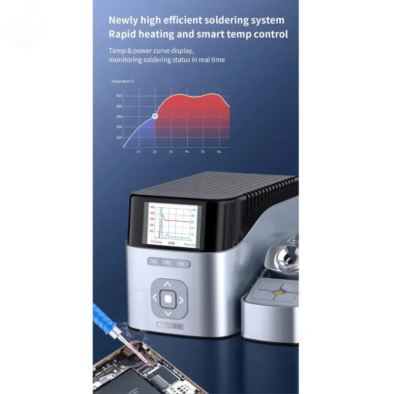 New AIXUN T410 dual-channel intelligent soldering station with 210 handle soldering pen, cell phone PCB repair tools