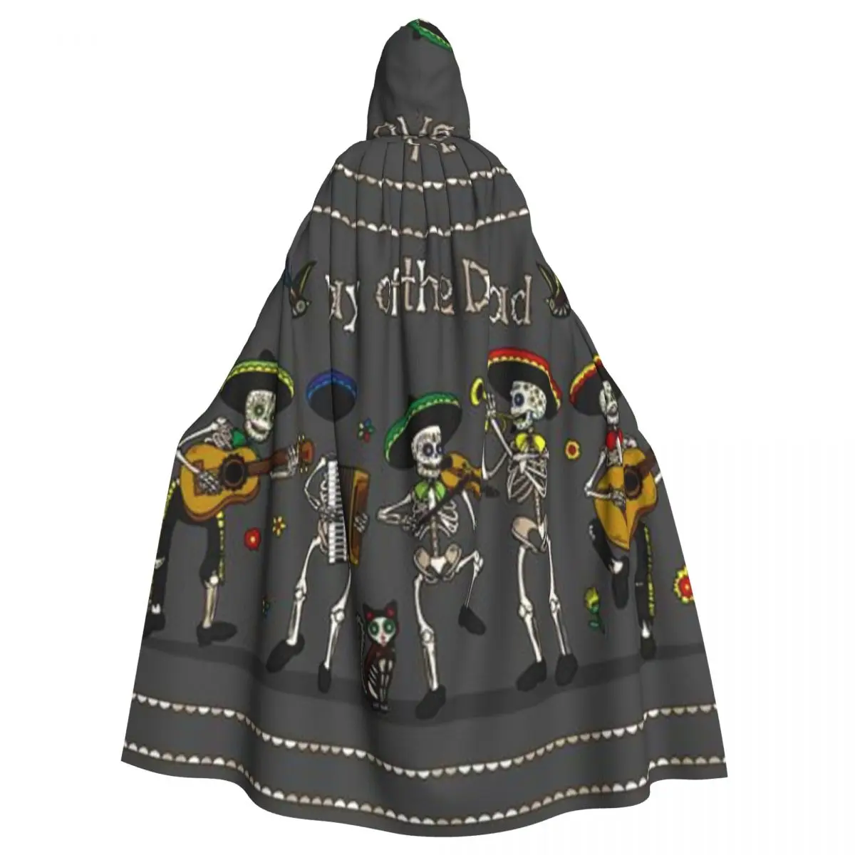 

Unisex Adult Day Of The Dead Band Cloak with Hood Long Witch Costume Cosplay