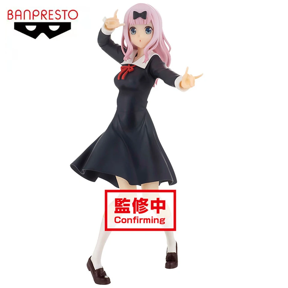 Original Genuine Banpresto Miss Kaguya Wants Me To Confess 18cm Fujiwara Chika With Uniforms PVC Figure Toys Child Gift