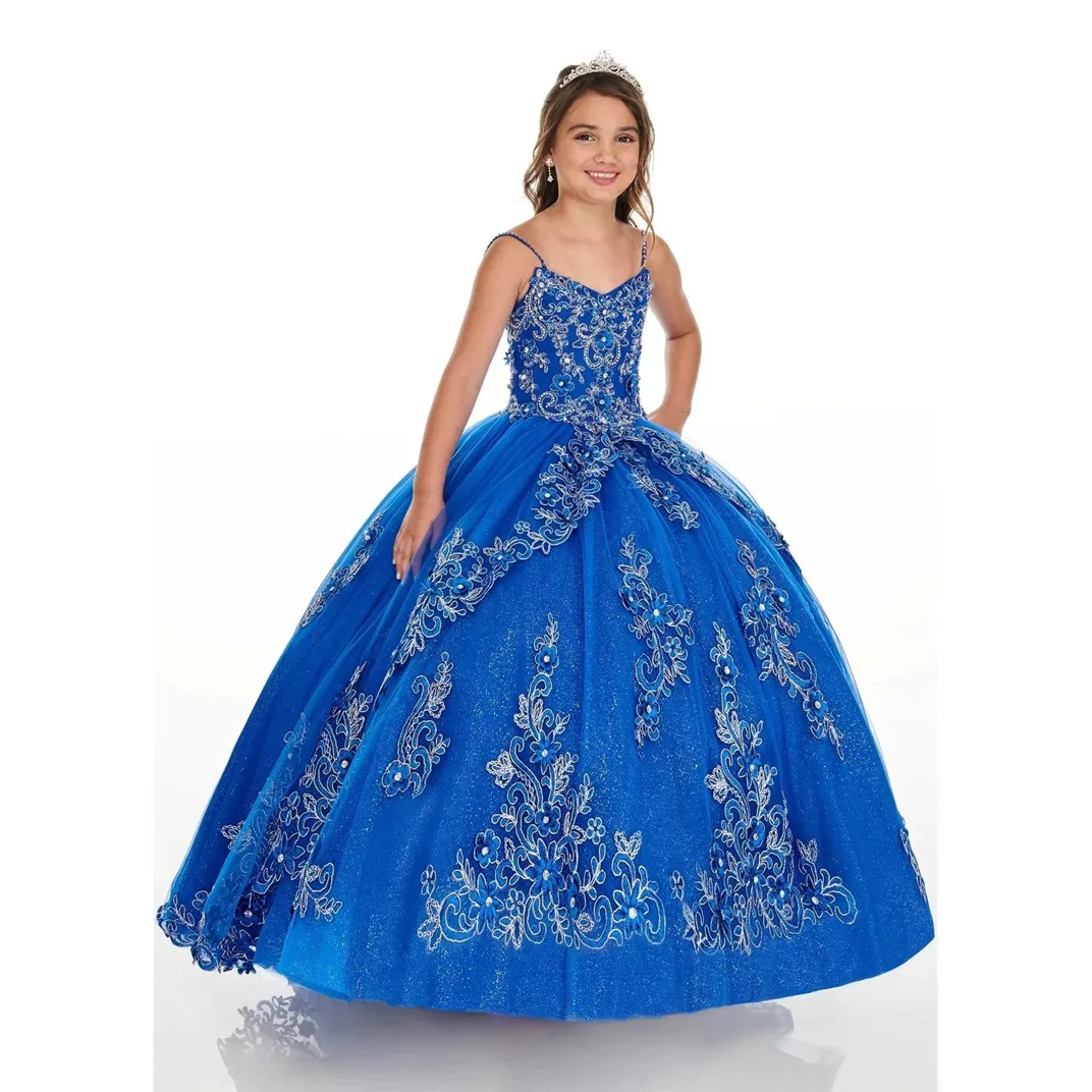 

Royal Blue Mini Flower Girls Dresses Ball Gown Tulle Appliques Beaded Flower Girl Dresses For Weddings Pageant Dresses Kids Baby