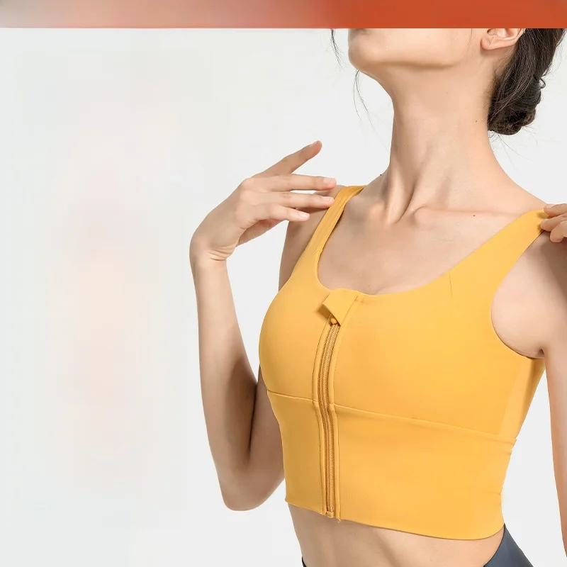 

Women's High-Intensity Sports Bra Front Zipper Shock-Proof Running Fitness Bra Anti-Sagging Large Size Yoga Vest