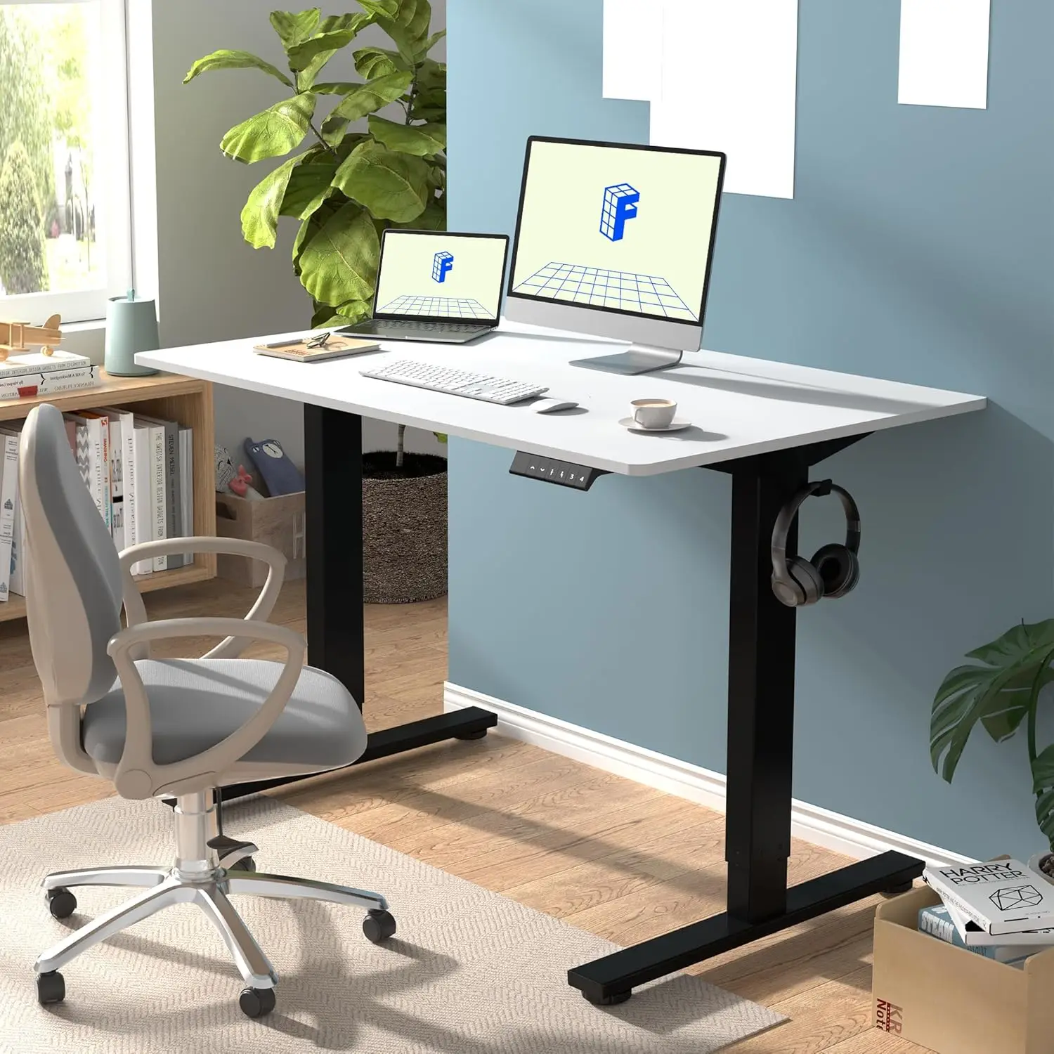 Whole-Piece Standing Desk 48 x 24 Inches Height Adjustable Electric Desk Sit Stand Desk Home Office Desks