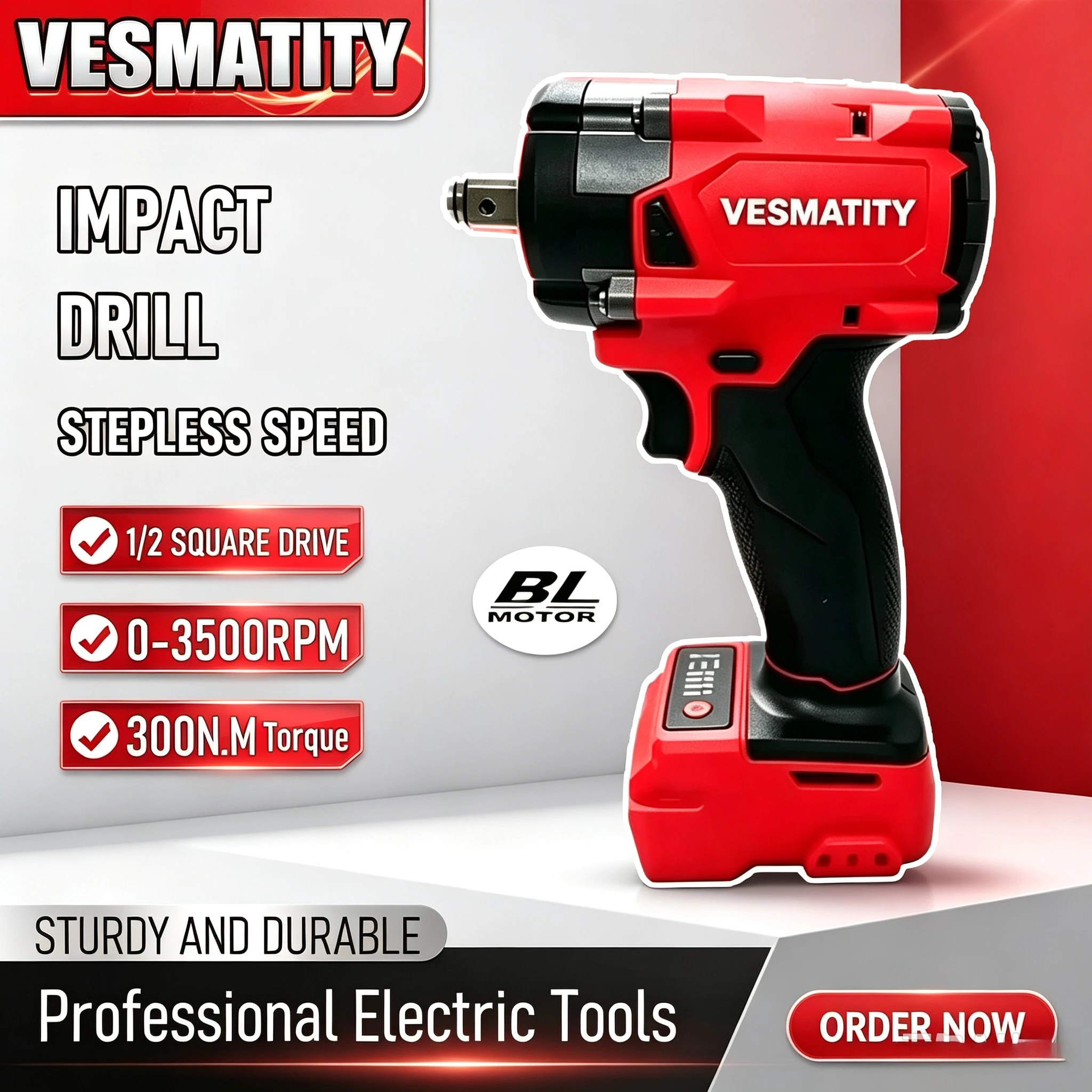 Professional grade 500NM 1/2 inch cordless brushless impact driver for car tire changing and truck repair for Milwaukee battery