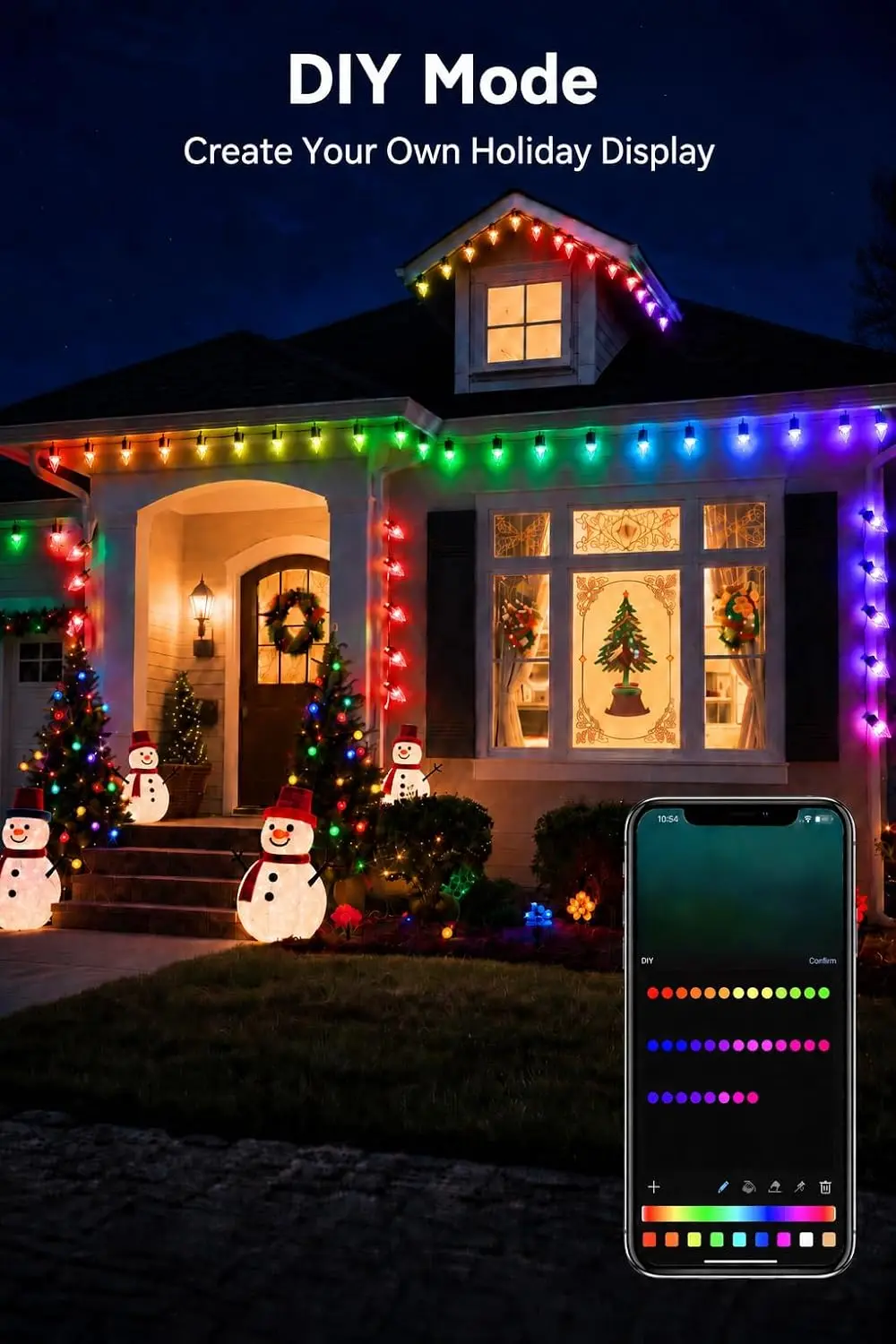 198FT Smart RGB C9 Color Changing Christmas String Lights for Outdoor Use