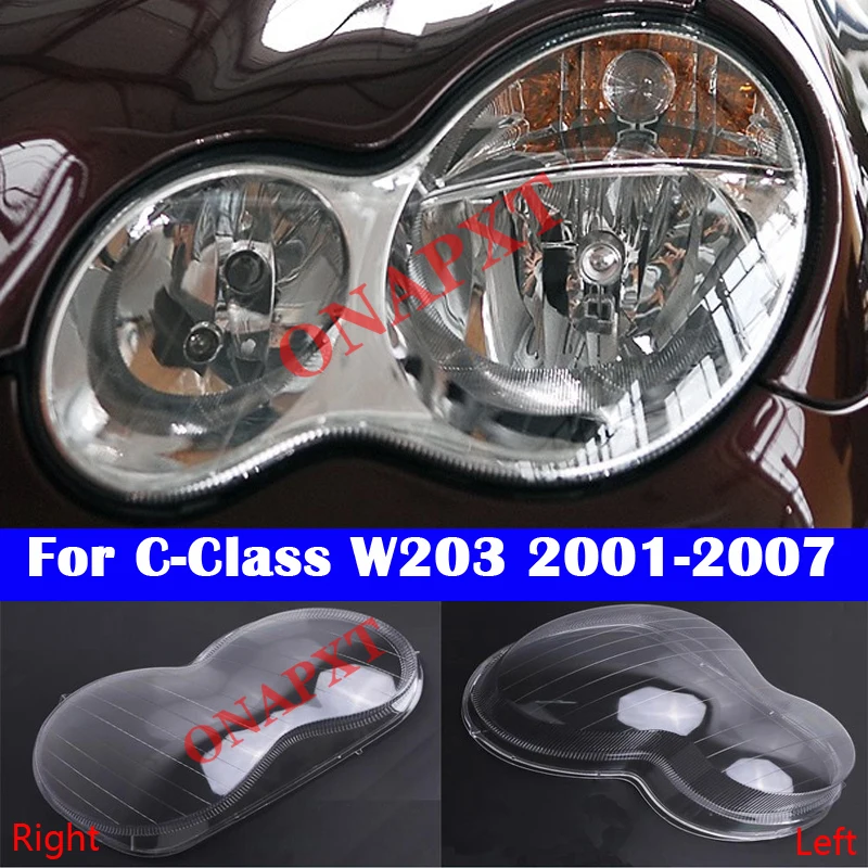 

For Mercedes-Benz C-Class W203 2001-2007 Car Front headlights transparent shell lampshade headlights glass lamp cover