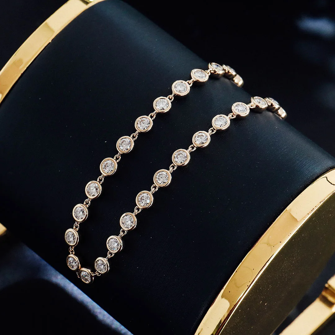 

Provence custom jewelry 10K/14K gold bead necklaces round cut lab diamond tennis necklaces for women classic shiny birthday gift