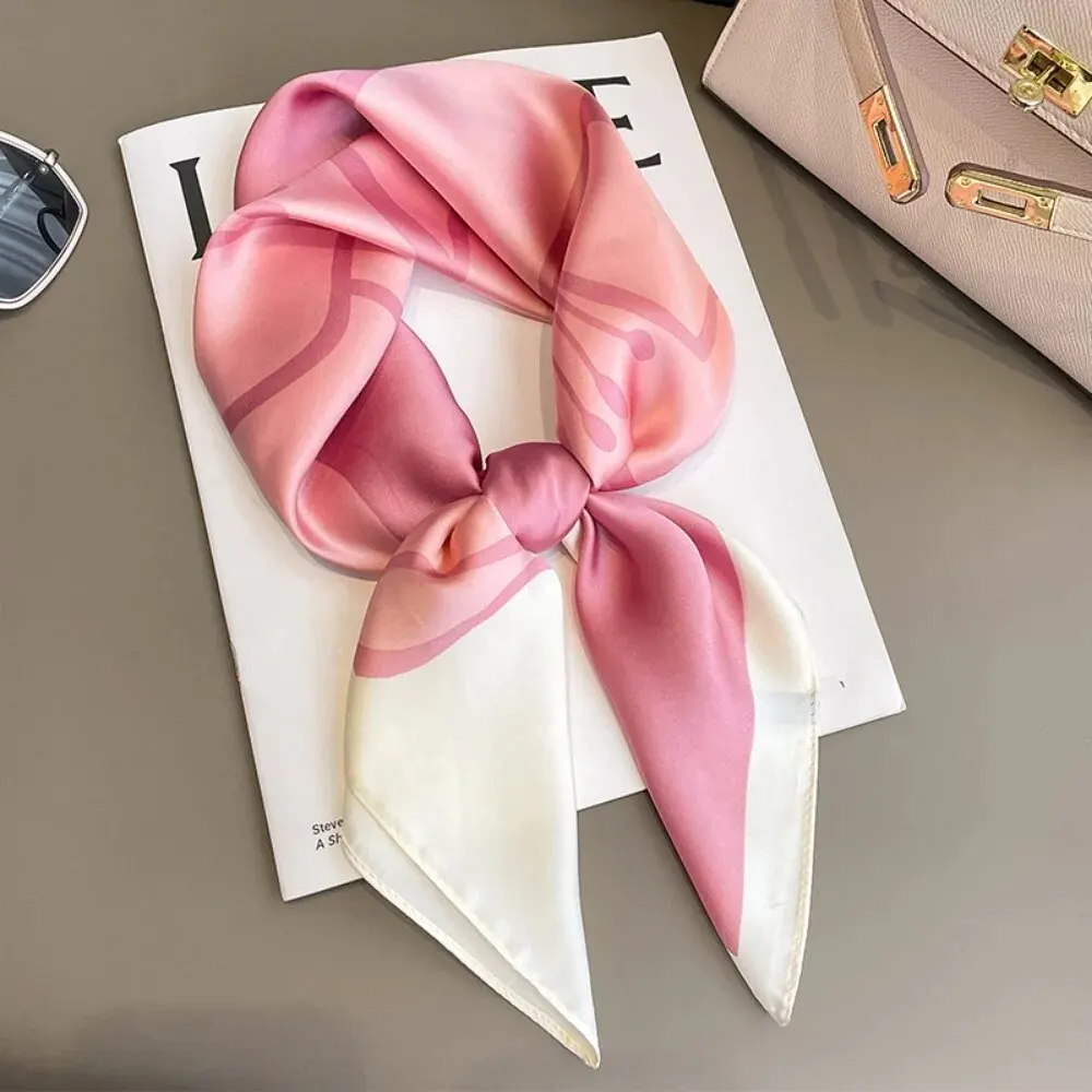 Luxury 2024 Square Silk Scarf for Women Hijab Hair Bands Neckerchief Female Satin Shawl Ribbon Headband Fashion Wraps Bandana