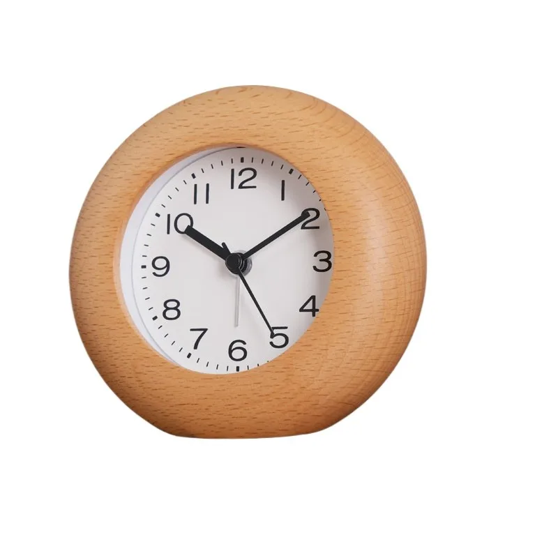 

Solid wood bedroom bedside clock, student night light, silent desktop alarm clock
