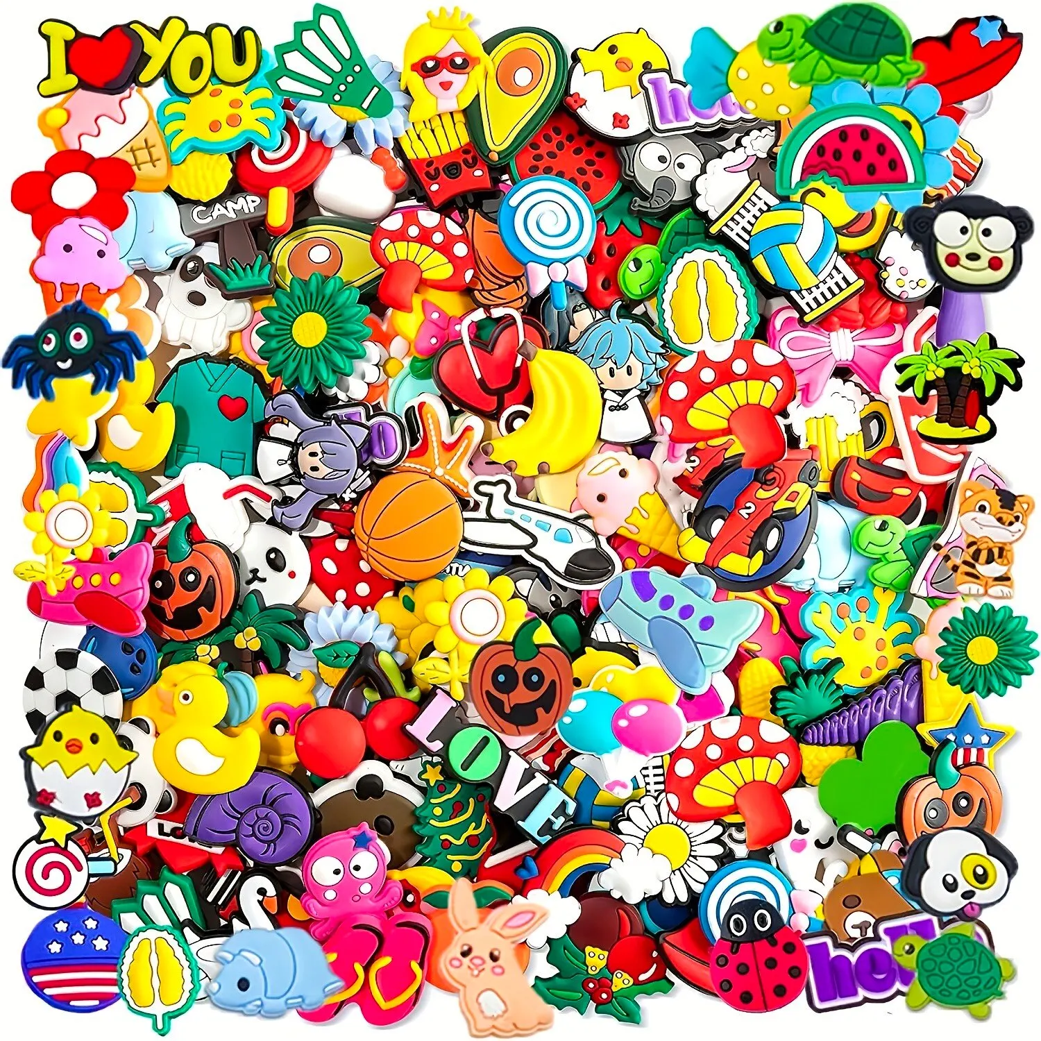 5/20/40/100/200/400Pcs Random Cartoon Shoe Decoration Charms for Clogs Bubble Slides Sandals Bracelet Party Favors