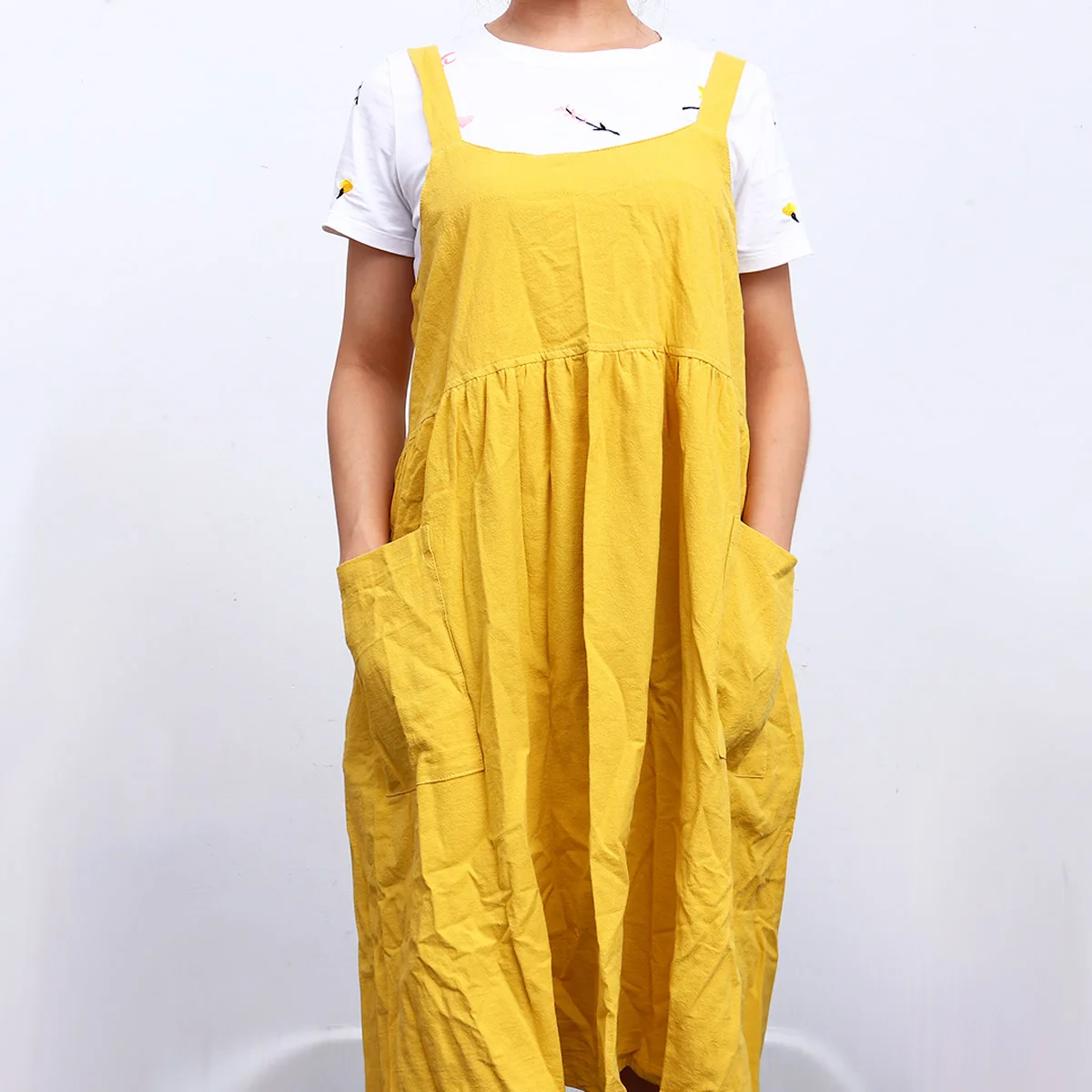 

Cotton Apron Hangning Neck Linen Flower Shop Literature and Art Kitchen for Home