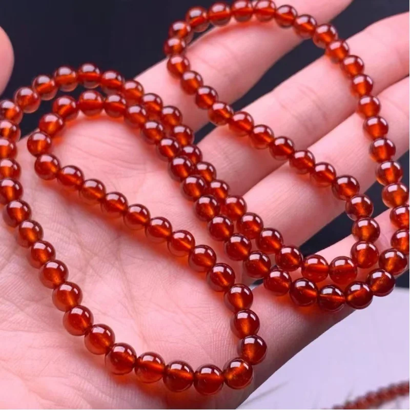 

Natural Orange Garnet Multi-Circle Bracelet Romantic Ornament Crystal Transparent Beautiful Skin Smooth