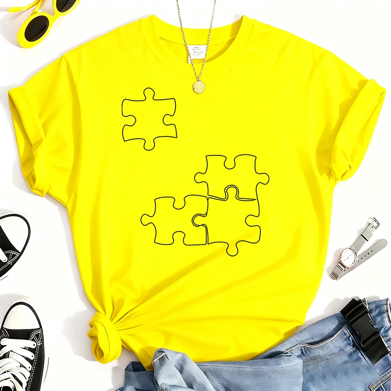 لغز قطعة تي شيرت مطبوع للجنسين موضة عادية 100% تي شيرتات قطن خالص الصيف قصيرة الأكمام الشارع الشهير المرأة تي شيرت