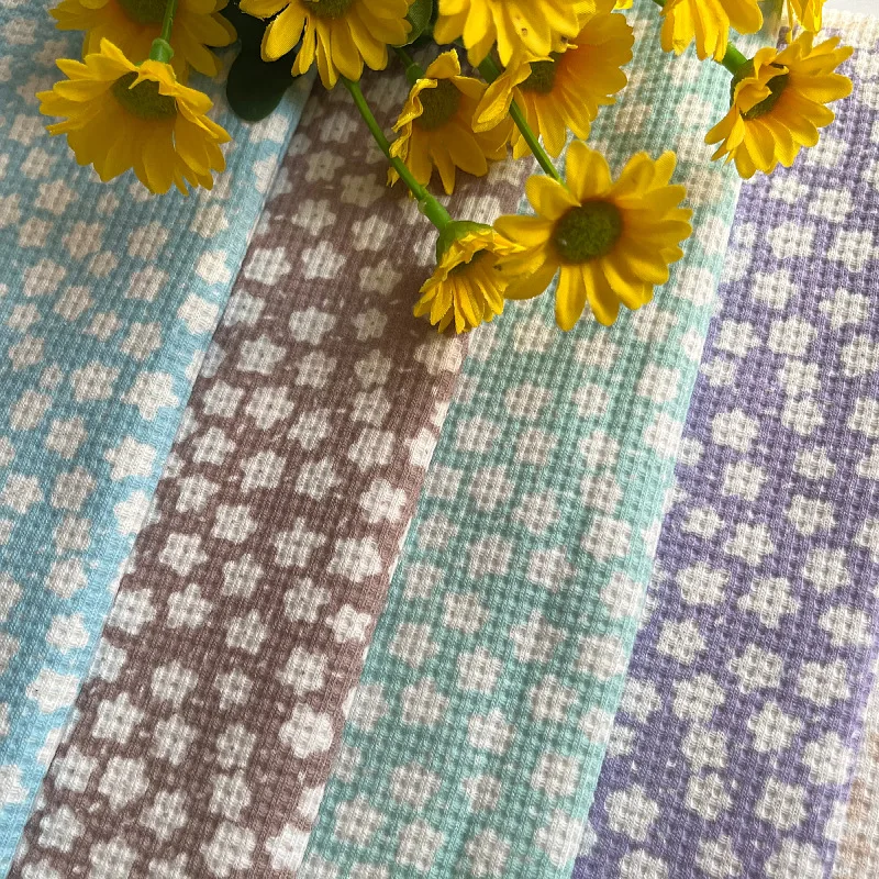 高品質ワッフルプリント生地、衣類用通気性テクスチャ素材、ドレス/シャツ/衣料品用