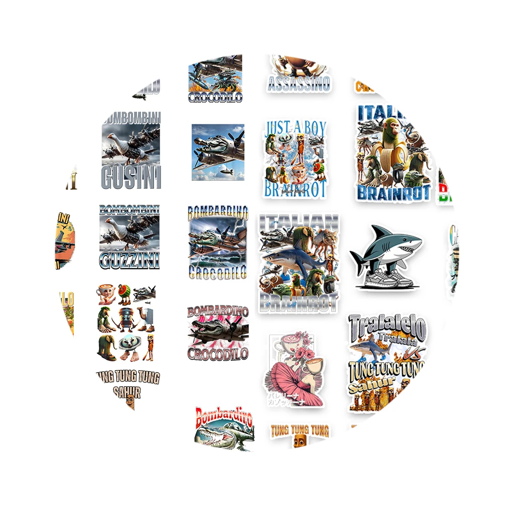 60 قطعة ملصقات الحيوان مجردة تونغ تونغ ساهور الإيطالية Brainrot الحيوانات الكرتون ملصق مائي DIY بها بنفسك الأمتعة كأس الهاتف الغيتار مائي