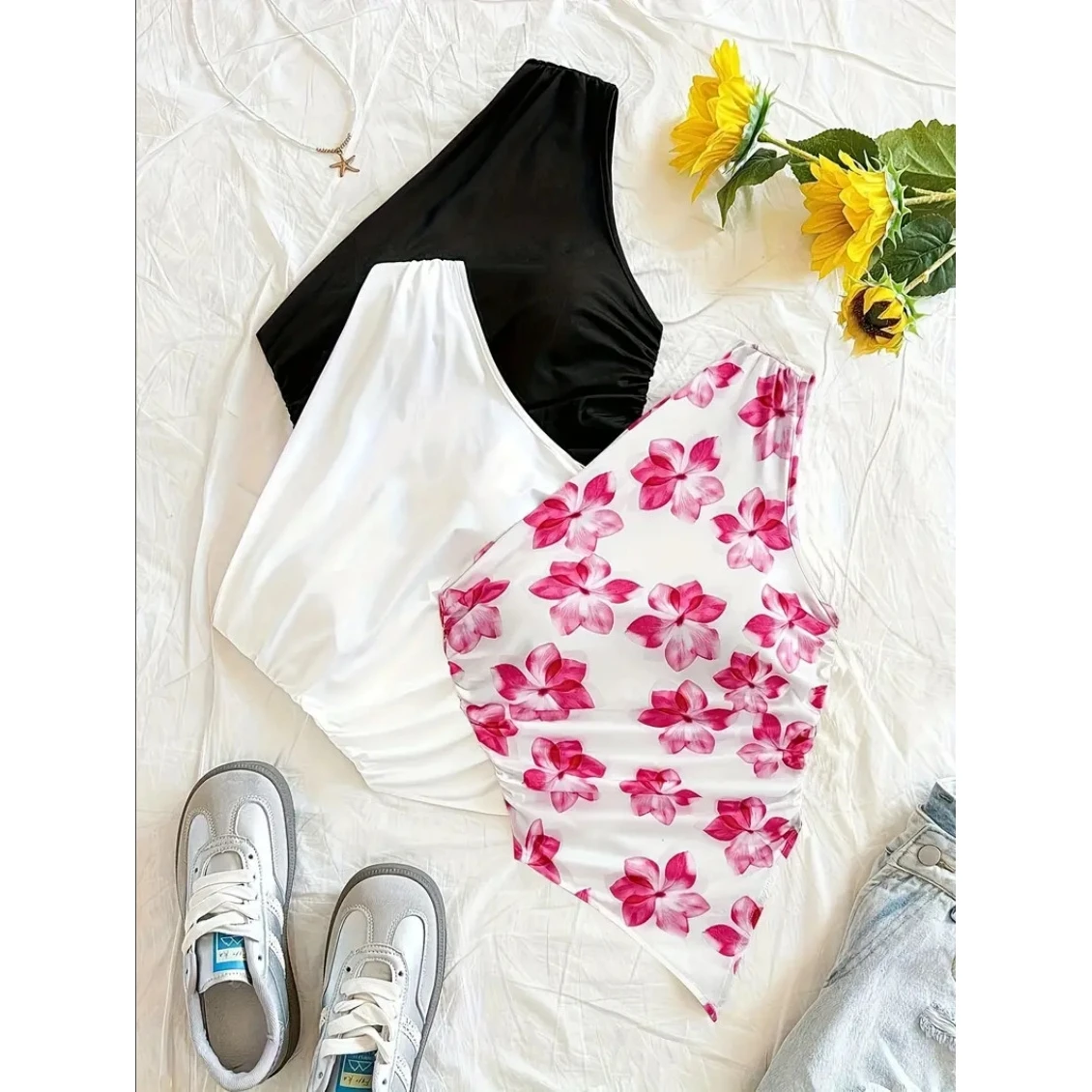 Unisex Seamless Asymmetric Collar Vest Fashionable Patchwork Slim Fit  Color Cross-Border New Arrival Women's Tube Top
