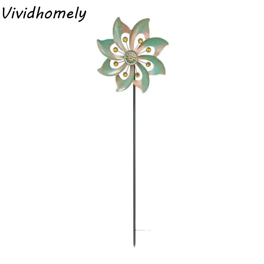 

Садовая декоративная ворсовая металлическая ветряная вертушка, креативная вращающаяся двойная скульптура ветряной мельницы, прочный ветровой вращающийся газон