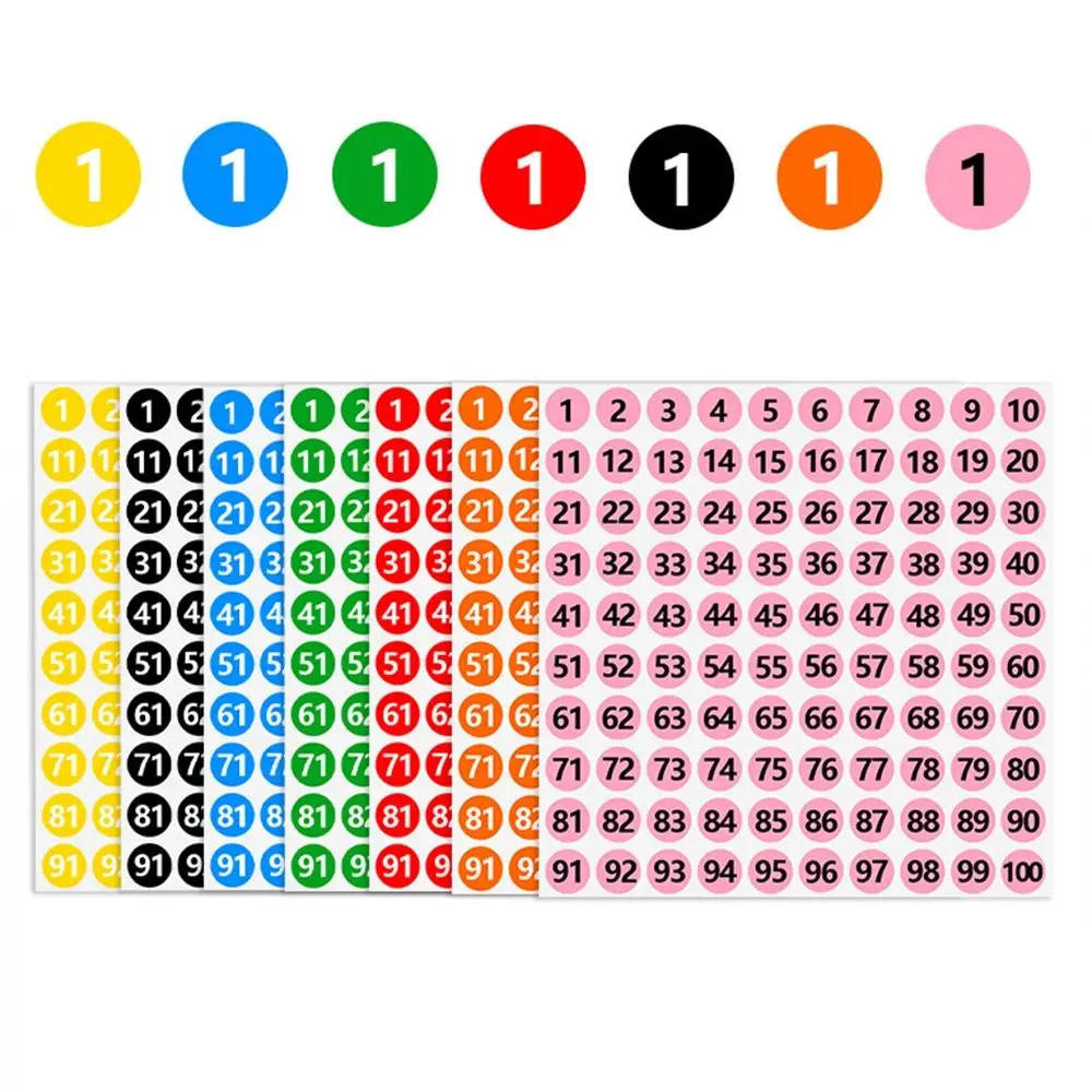 100Sheets 1-100 Labels Number Stickers 10mm Self-adhesive Consecutive Number Stickers DIY Waterproof Clothing Size Label
