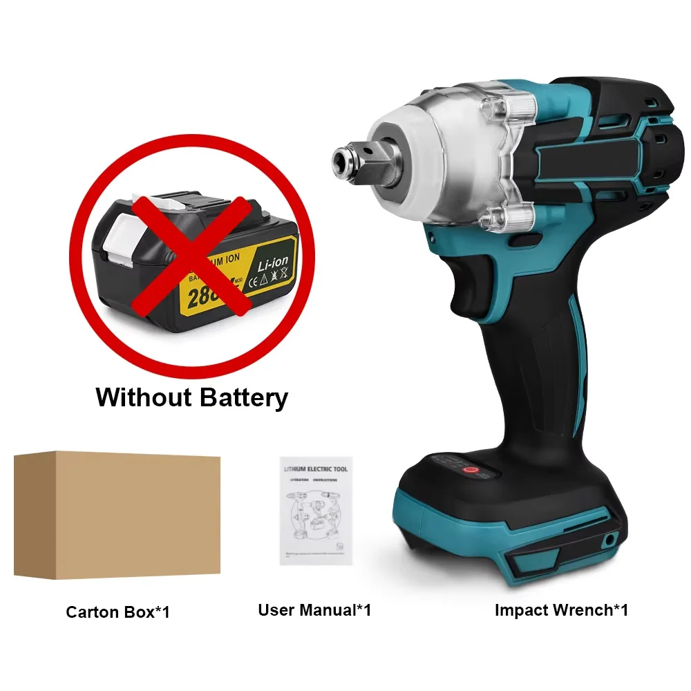 

Wireless Impact Wrench Cordless Brushless Electric Power Tool High Torque Rechargeable Handheld for Auto Repair Construction DIY