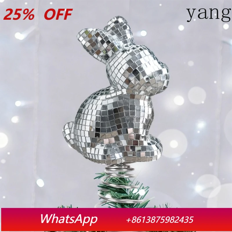

LTT Silver Disco Rabbit Tree Top Decor Mirror Easter Party Decor