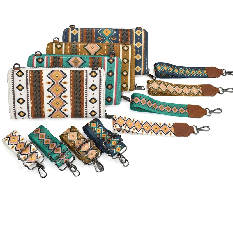 Cowgirls Wallet Purse Casual Women Western Aztec Clutch Wristlet Wallet with Credit Card Holder Envelope Bags Shoulder Handbag