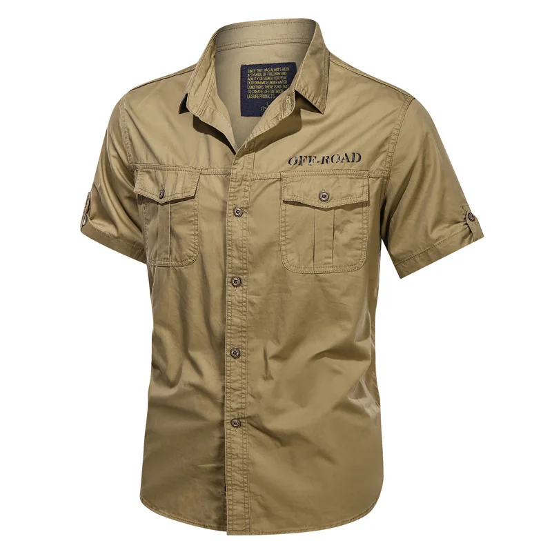 

Men's shirt summer 100% cotton casual workwear short sleeve safari work top outdoor camping tactical military Polo shirt M-6XL